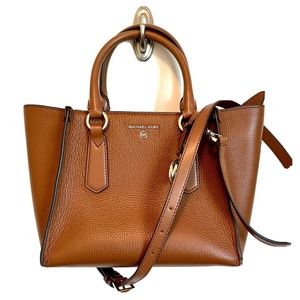 Michael Kors Purse~Satchel Crossbody~Saddle Tan Pebble Leather~Style "Kris"~Mint